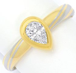 Foto 1 - Platin-Gold-Ring, Lupenreiner Wesselton Diamant Tropfen, R4823