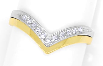 Foto 1 - Diamantring V Form mit Diamanten Gelbgold und Weißgold, S2375