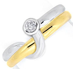 Foto 1 - Brillant-Diamant-Ring Top Design 14K Bicolor 0,08 Carat, S3925