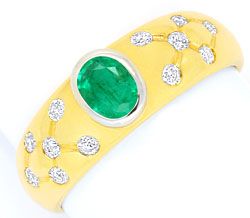 Foto 1 - Super Smaragd Brillantring 18K Gelbgold Top Emerald Neu, S4054